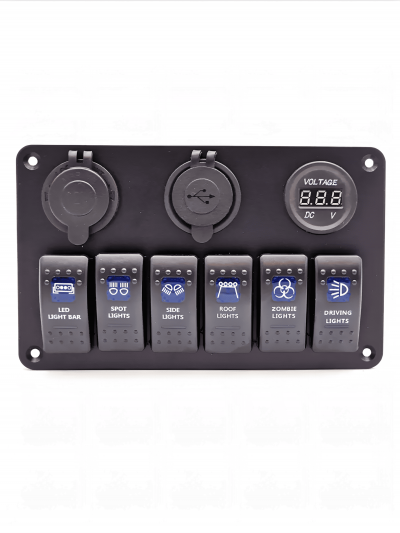 Панель переключателей для лодок, Marine Matrix, 6 кнопок и USB с LED-подсветкой, IP65-2