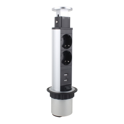 Выдвижная розетка вертикальная POSocket-07 (2 розетки, 2USB входа, кабель)-2